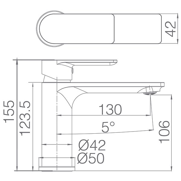 Medidas grifo de lavabo monomando cromado 130x106 mm Saona de Imex
