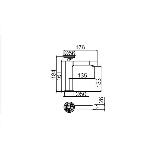 Medidas grifo de lavabo monomando negro oro rosa 184x176 mm Olimpo de Imex