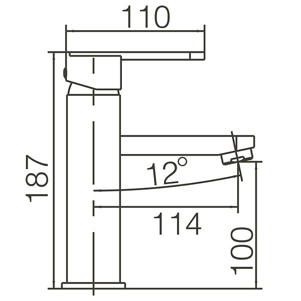 Medidas del grifo de lavabo monomando negro mate 114x100 mm Roma de Imex