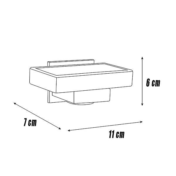 Medidas jabonera a pared de cristal al ácido 11x7x6cm Leo de Mediterránea del baño
