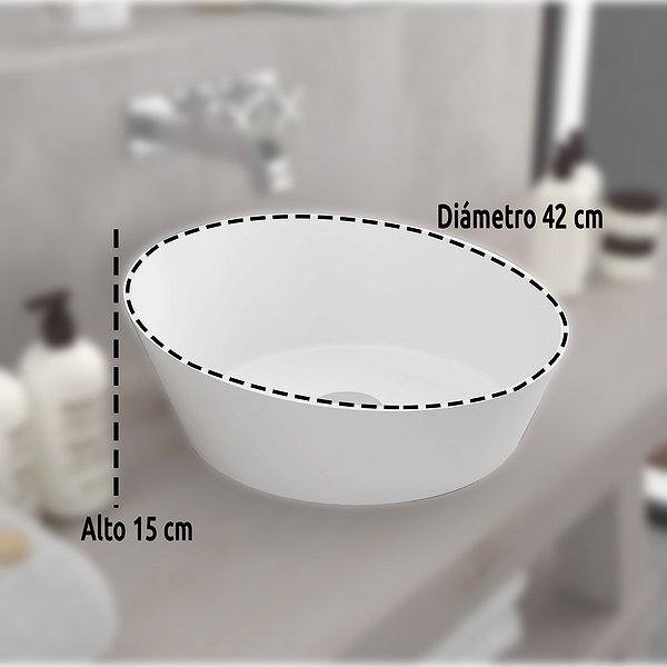 Medidas del lavabo sobre encimera 42ø Solid Surface Arena ArtandBath