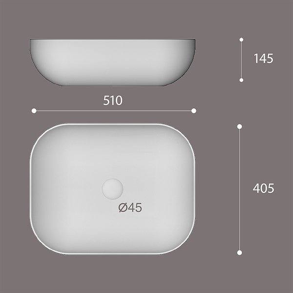 Medidas del lavabo sobre encimera 51x40.5x14.5 de cerámica Beira de ArtandBath