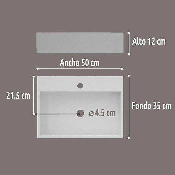 Medidas del lavabo suspendido 50x35x12 de cerámica Leo ArtandBath