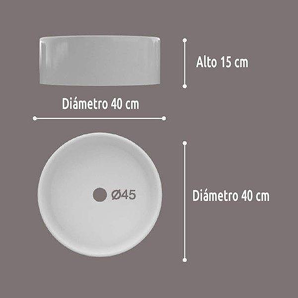 Medidas del lavabo sobre encimera 40ø de cerámica Tebas ArtandBath