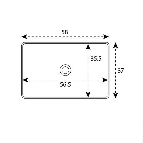 Medidas lavabo sobre encimera solid surface Hilo de Inve  58x37x13cm 
