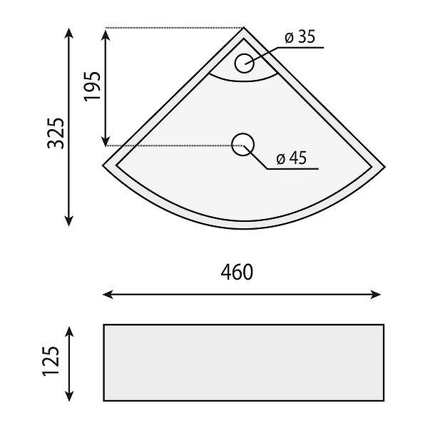 Medidas lavabo Segovia semicircular suspendido 46x32.5 cm de cerámica de Bruntec