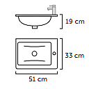 Medidas lavabo encastrado carga mineral Tress de Coycama | Decorabaño