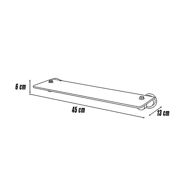 Medidas repisa de baño de cristal adhesiva 45x13x6cm Kappa de Mediterránea del baño