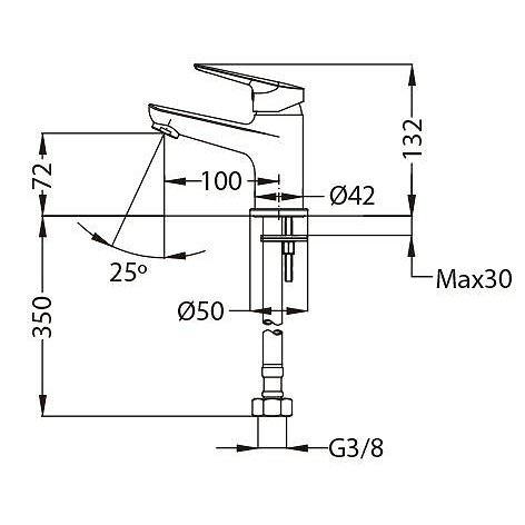 Medidas Grifo de lavabo monomando cromo 132x110 mm Sineu de Teka