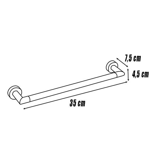 Medidas toallero de baño barra cromo 35x7,5x4,5cm Tau de Mediterránea del baño