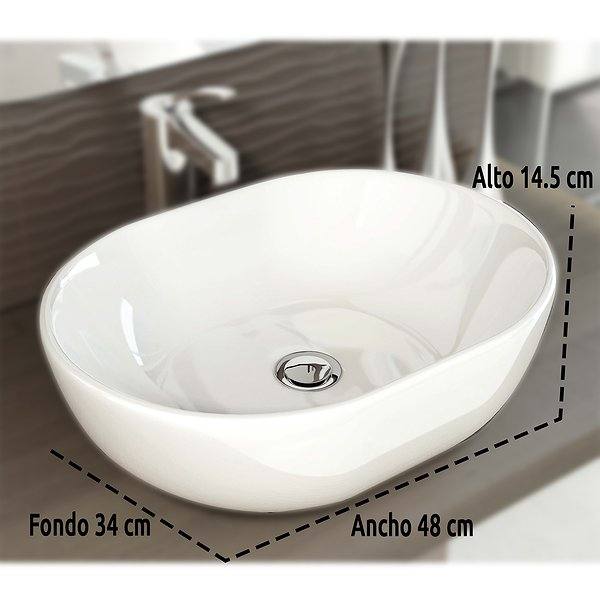 Medidas del lavabo sobre encimera 48x34x14.5 de cerámica Monaco 48 ArtandBath