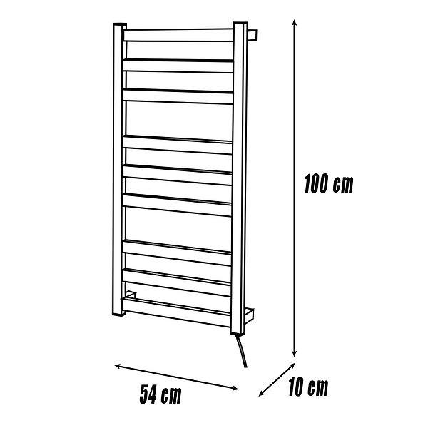 Medidas toallero de baño eléctrico adhesivo 54x10x100cm de Mediterránea del baño