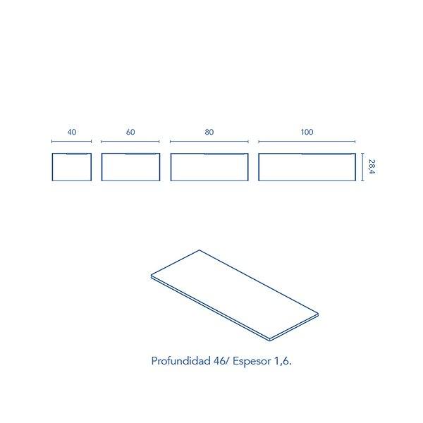 Medidas Cajonera de baño Noa con tapa 60 cm de Futurbaño
