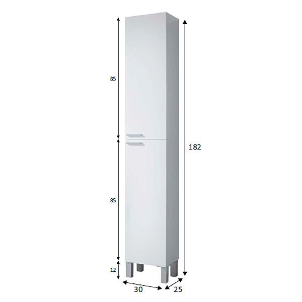 Medidas columna de baño blanco brillo de 182x30x25cm Aktiva