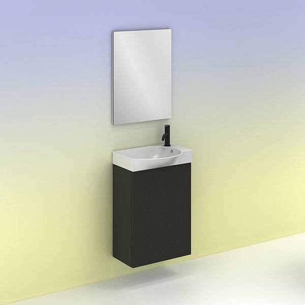 Conjunto mueble de baño fondo reducido 34 cm Mika suspendido 1 puerta 45x34x60 antracita brillo de Amizuva