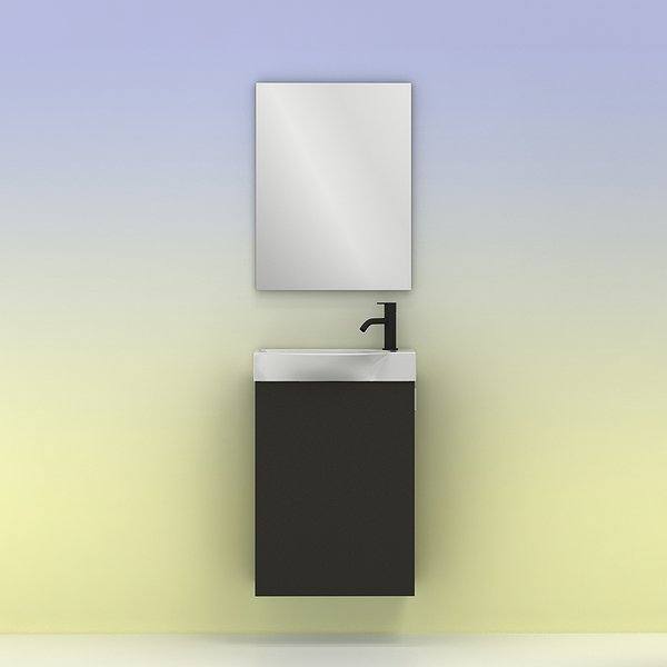 Conjunto mueble de baño fondo reducido 34 cm Mika suspendido 1 puerta 45x34x60 antracita brillo de Amizuva
