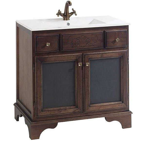 Mueble de baño + lavabo cerámica 1 poza Grana Nogal Rústico