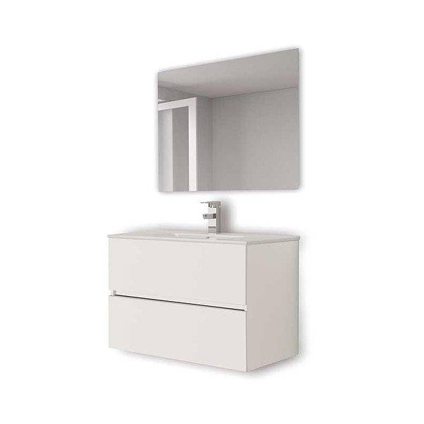 Conjunto caribe mueble de baño+lavabo+espejo blanco brillo