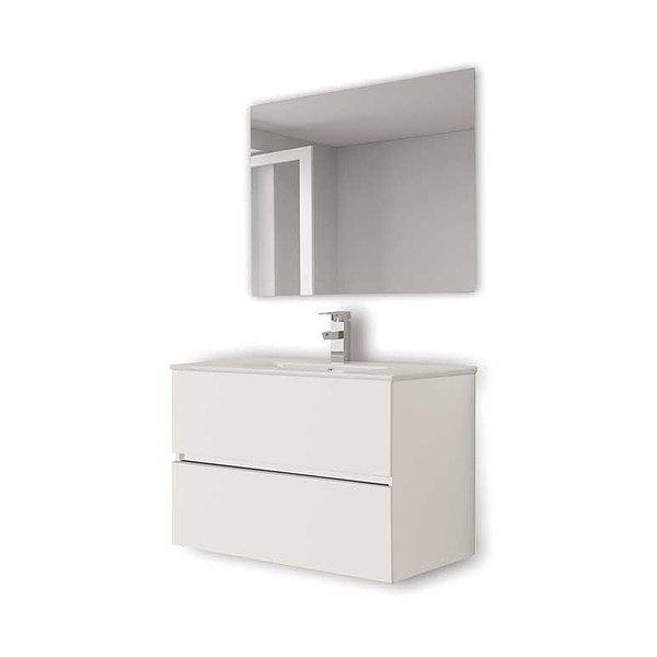 Conjunto caribe mueble de baño+lavabo+espejo blanco brillo
