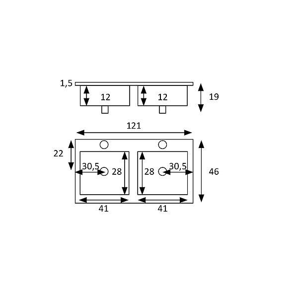 Medida lavabo 2 senos Onix de cerámica de Inve 120cm