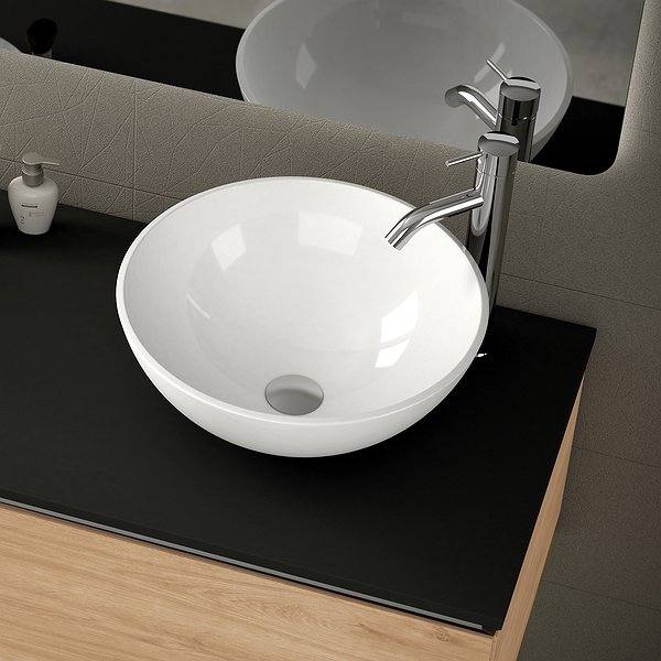 Lavabo Otto 40 cm Ø 16cm Alto sobre encimera cerámica de Coycama