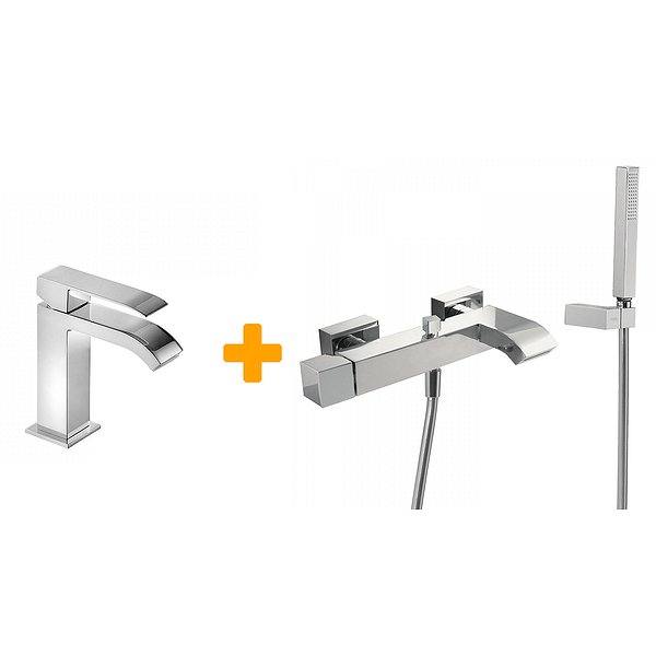 Pack grifo de lavabo monomando + grifo monomando de bañera Cuadro de Tres
