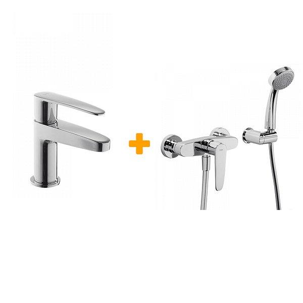 Pack grifo de lavabo monomando + grifo monomando de ducha Flat de Tres