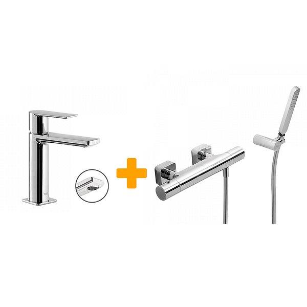 Pack grifo de lavabo monomando + grifo termostático de ducha Loft de Tres