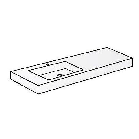 Dibujo lavabo con faldón suspendido SENO DESPLAZADO (seno de 44.5x29.5 cm) Solid Surface blanco Miami
