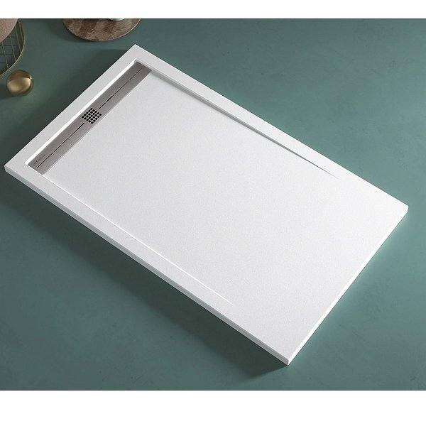 Plato de ducha a medida resina TEXTURA LISA  Design stile de Bruntec color blanco