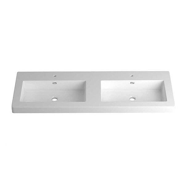 Lavabo Urban encastrado resina blanca doble poza 120 cm de Bruntec