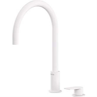 Grifo de lavabo blanco monomando en bater&iacute;a PROJECT-TRES