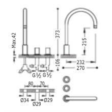 Grifo de lavabo bimando en batería PROJECT-TRES