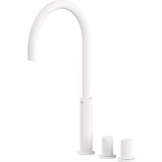 Grifo lavabo Blanco alto bimando en bater&iacute;a PROJECT-TRES