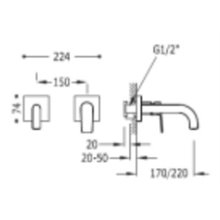 Grifo de pared lavabo Negro de 2 centros PROJECT TRES