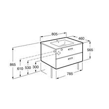Mueble 2 cajones cedro 80cm Victoria Basic Roca