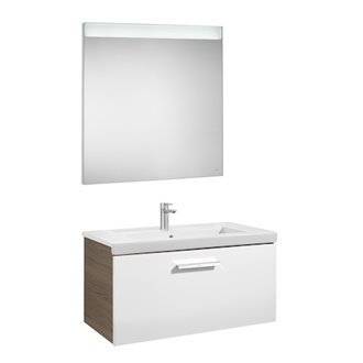 Pack mueble 80cm un caj&oacute;n blanco-fresno Prisma Roca