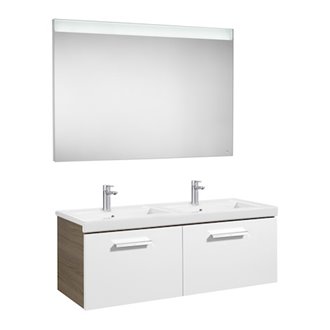 Pack mueble 120cm dos cajones blanco-fresno Prisma Roca