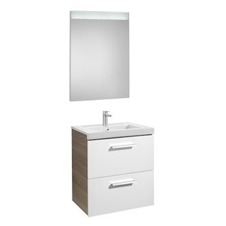 Pack mueble 60cm dos cajones blanco-fresno Prisma Roca