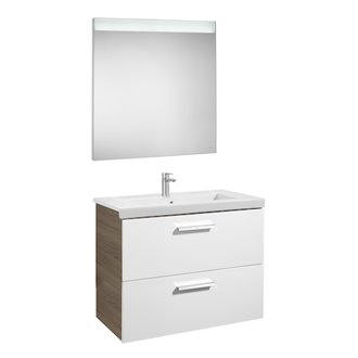 Pack mueble 80cm dos cajones blanco-fresno Prisma Roca