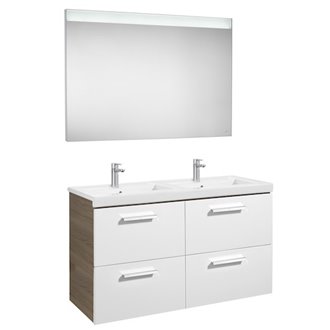 Pack mueble 120cm cuatro cajones blanco-fresno Prisma Roca