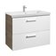 Mueble 80cm dos cajones blanco-fresno Prisma Roca