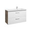 Mueble 110cm dos cajones blanco-fresno Prisma Roca