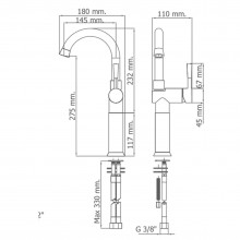 Grifo monomando lavabo con alargadera Roda