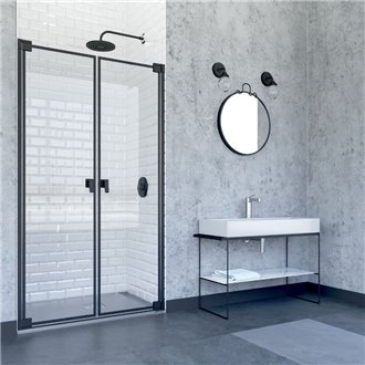 Mampara frontal 2 abatibles DOHA BLACK Doccia