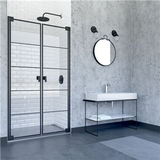 Mampara frontal 2 abatibles DOHA BLACK5 Doccia