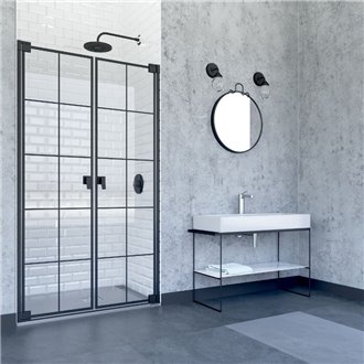 Mampara frontal 2 abatibles DOHA BLACK15 Doccia