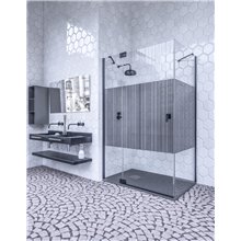 Mampara angular 1 abatible+2fijos SURIN BLACK Doccia