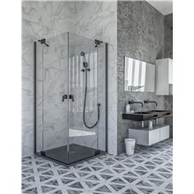 Mampara angular 2abatibles+2fijos BRUNEI BLACK Doccia