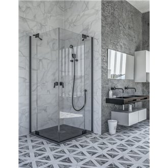 Mampara angular 2abatibles+2fijos BRUNEI BLACK Doccia